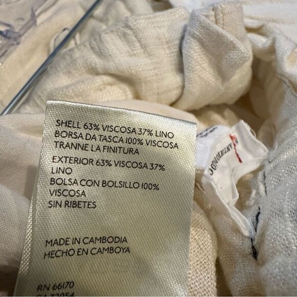 ANTHROPOLOGIE Linen Shorts Women Large Belted Relaxed Neutral Beach Resort - Picture 10 of 10